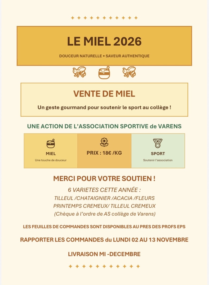 Vente de MIEL 2026