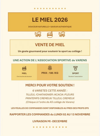 Vente de MIEL 2026