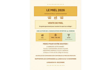 Vente de MIEL 2026